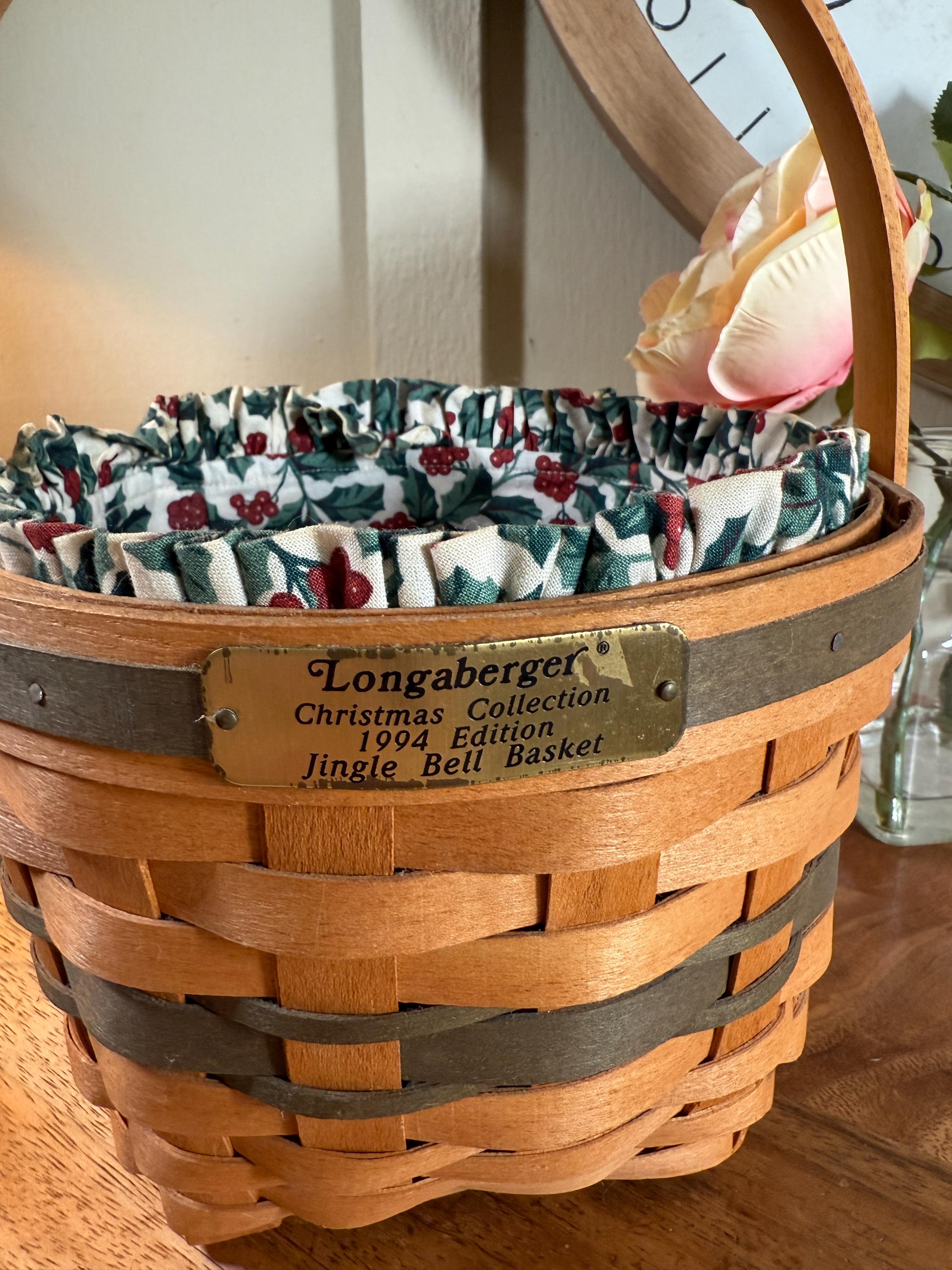 LONGABERGER, Christmas Collection, 1994, Jingle Bell Basket, With