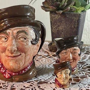 Vintage, Royal Doulton , 3 Piece, Toby Mug Set, John Peel, 3 Sizes, 3 inch, 2 Inch, 1 Inch, A Mark  B24-4-19  (#2)