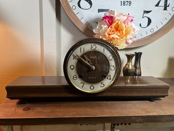Vintage Japanese, Art Deco, 30 Day, Wood Mantle Clock, Meiji, 20