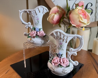 Vintage, Cigarette Holder, Ash Tray, Ceramic Hand Painted Piano