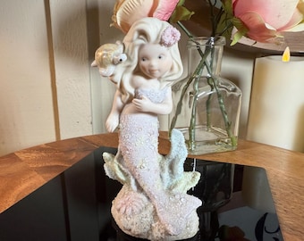 Enesco Coral Kingdom Sabrina, Mermaid, Shimmer stone, With Turtle, Figure, 1993, 6&quot;   B77-5-28