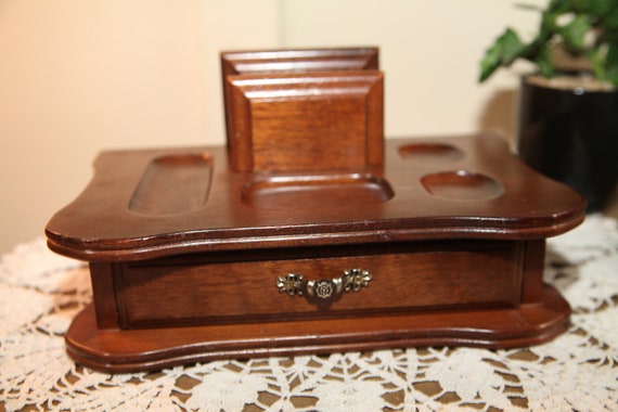 Vintage Wooden 1 Drawer Mens Valet Wallet Dresser… - image 6