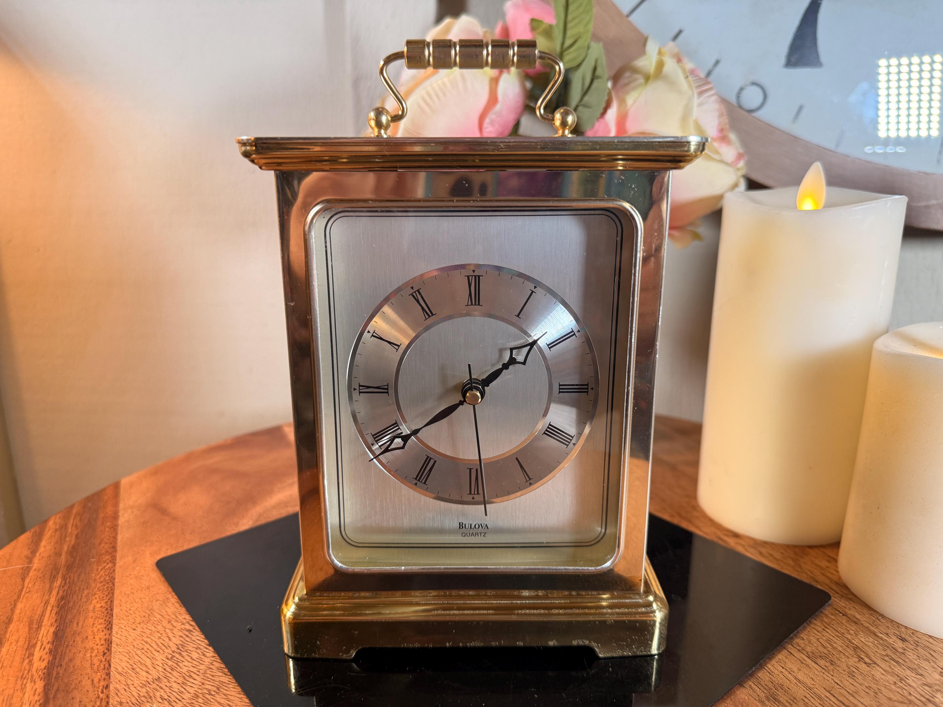 Vintage BULOVA, Small, Quartz, Carriage Clock, Germany, 8.5