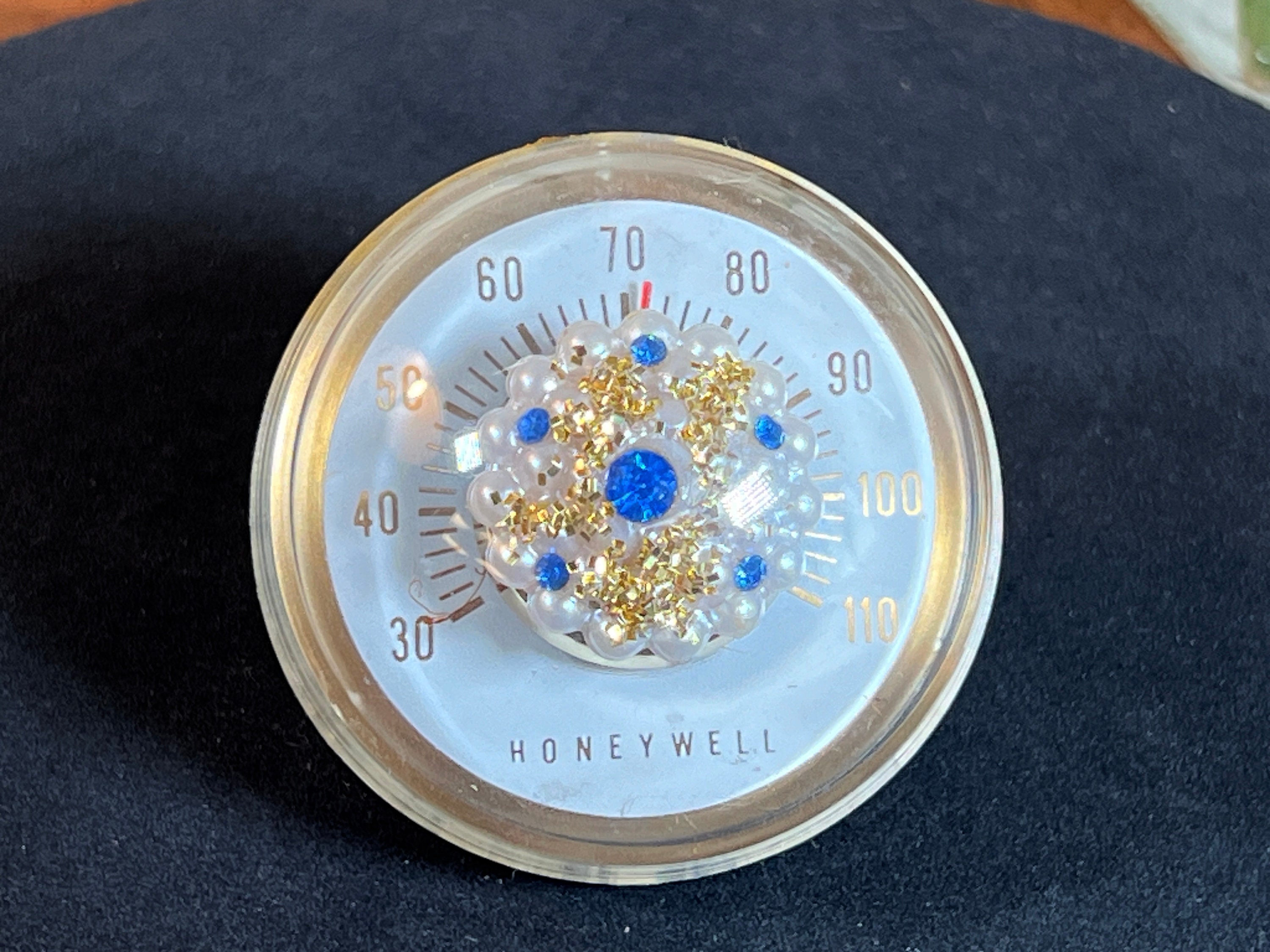 Vintage, Honeywell, Desktop Thermometer With Jewel Face