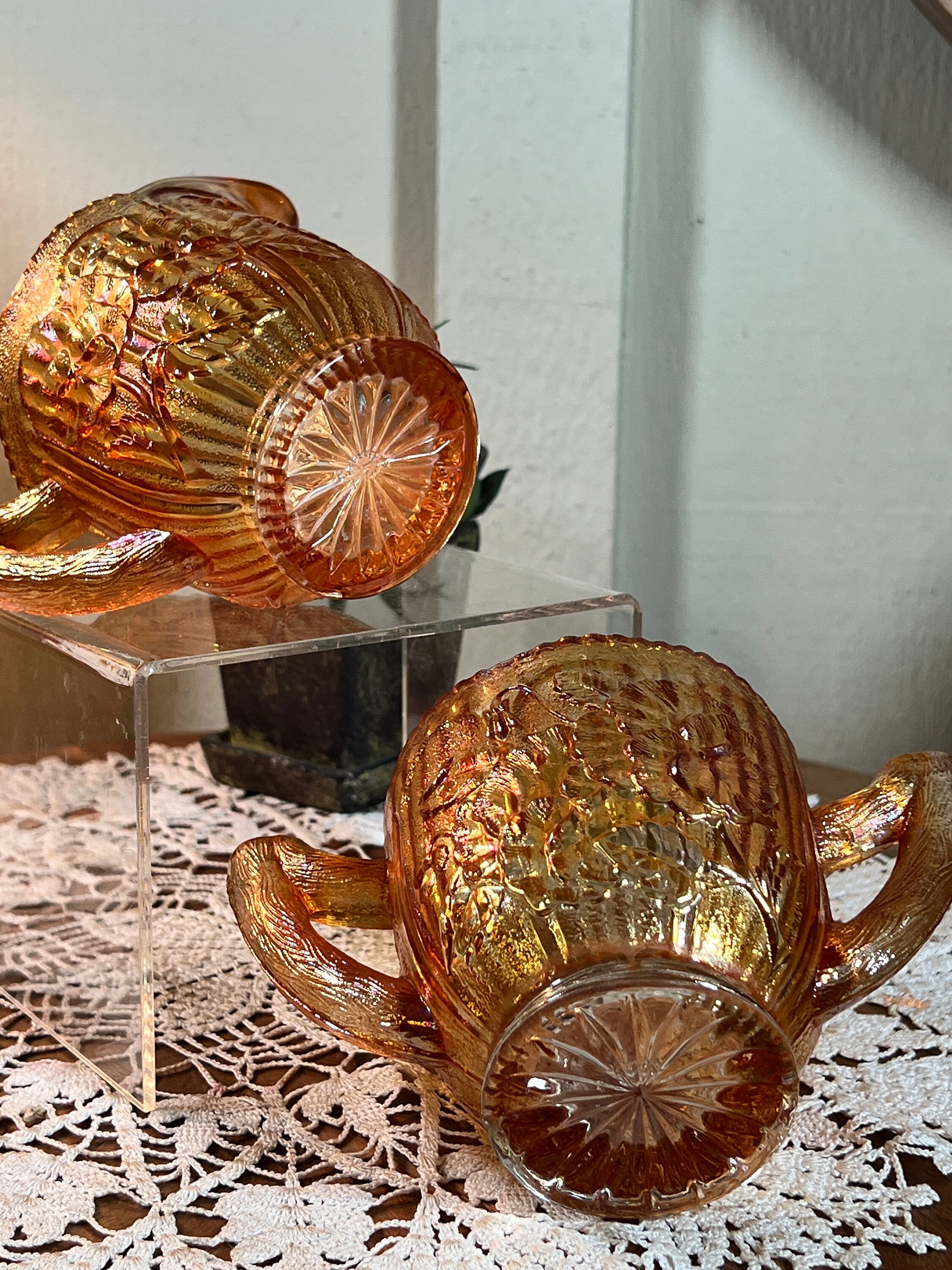 Bonbonnière impériale en verre, bonbonnière vintage souci
