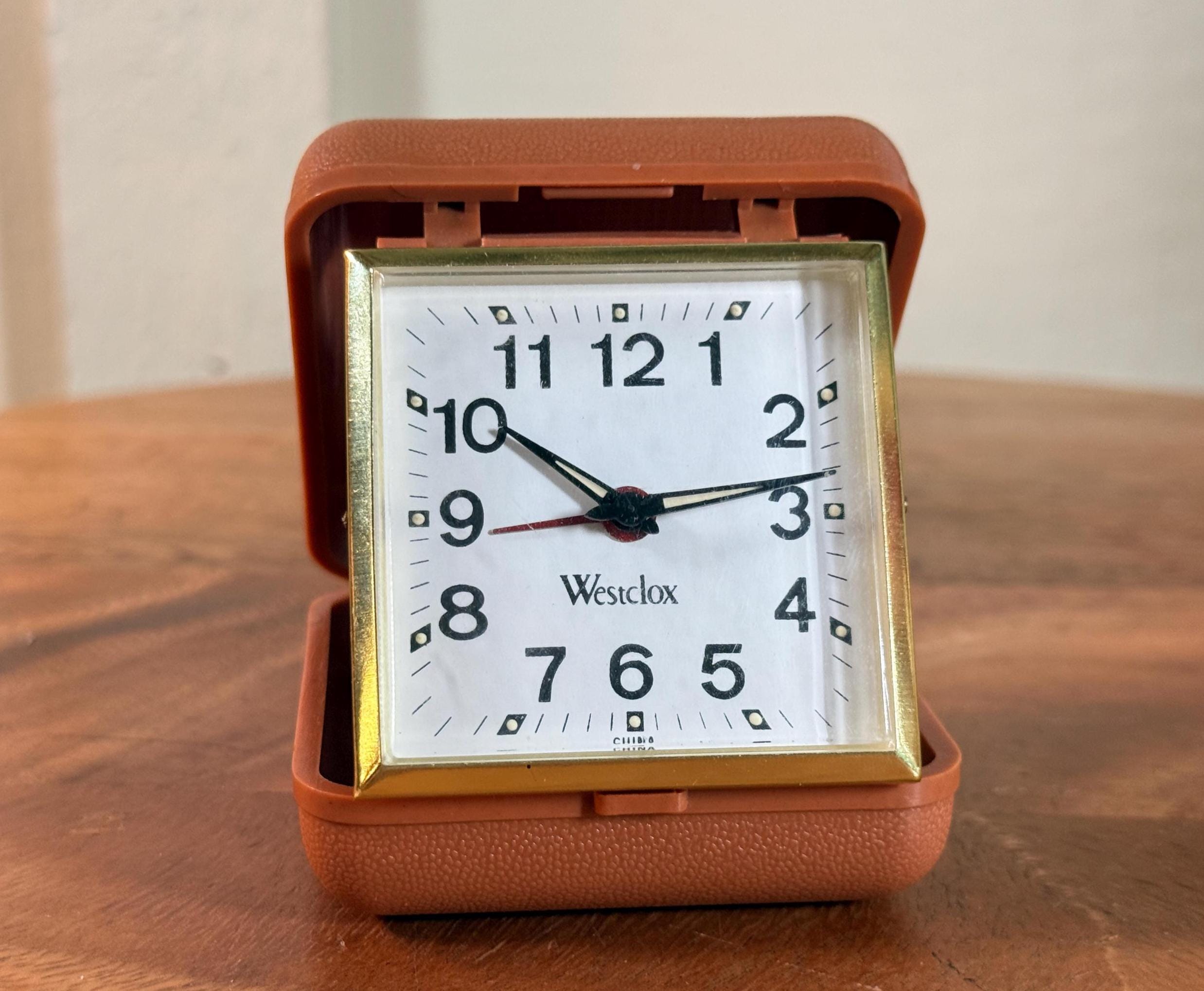 Vintage, Westclox, Folding Travel Alarm Clock, Works, Glow in the