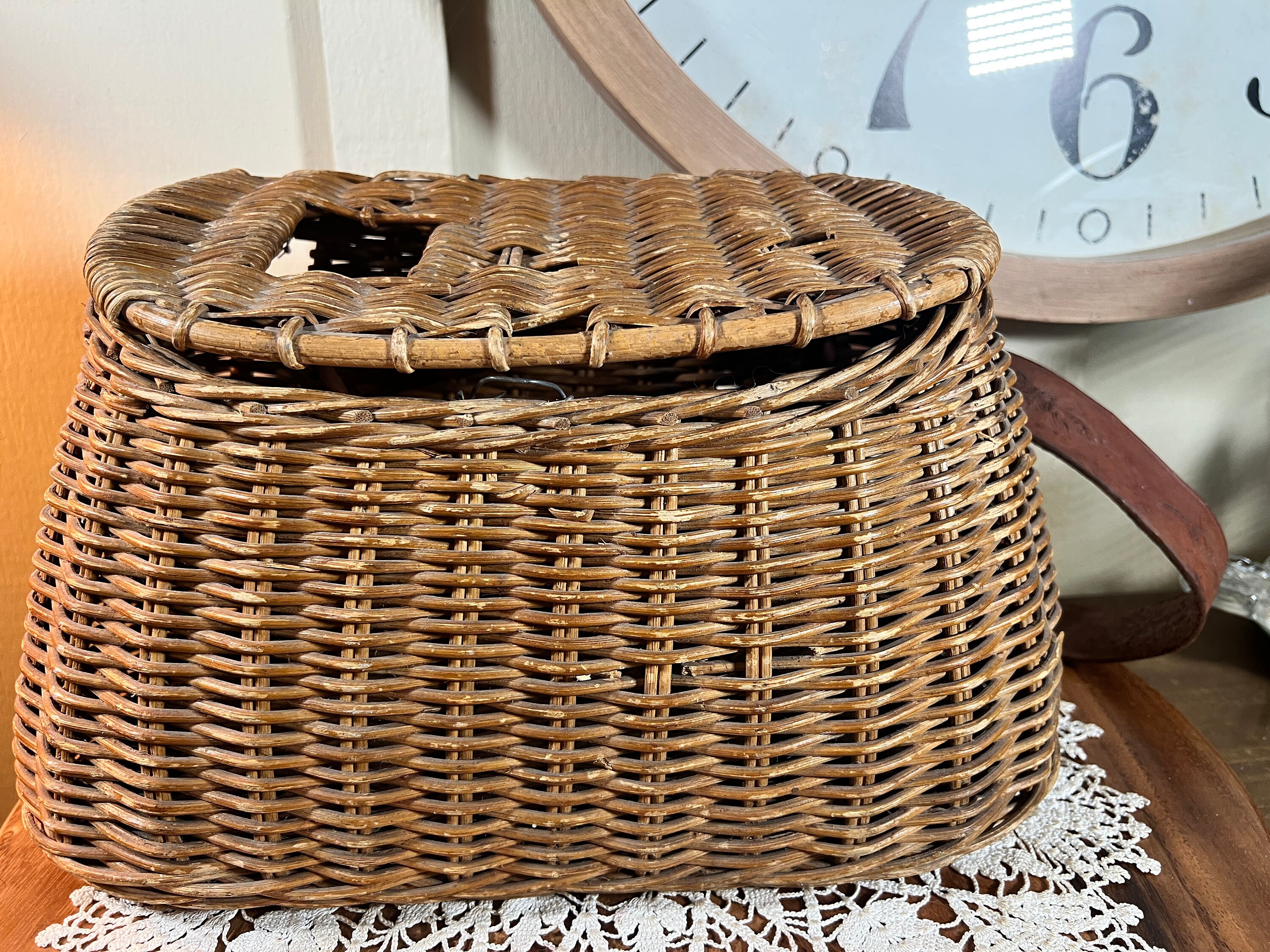 Antique, Vintage, Wicker, Fly Fishing, Trout, Fish, Creel, Basket