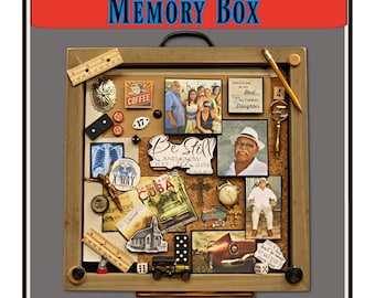 Caja de recuerdos, Ser querido, Padre, Madre, Progenitor, Caja vintage, Homenaje, Caja de sombras, Personalizada, Hecha a medida