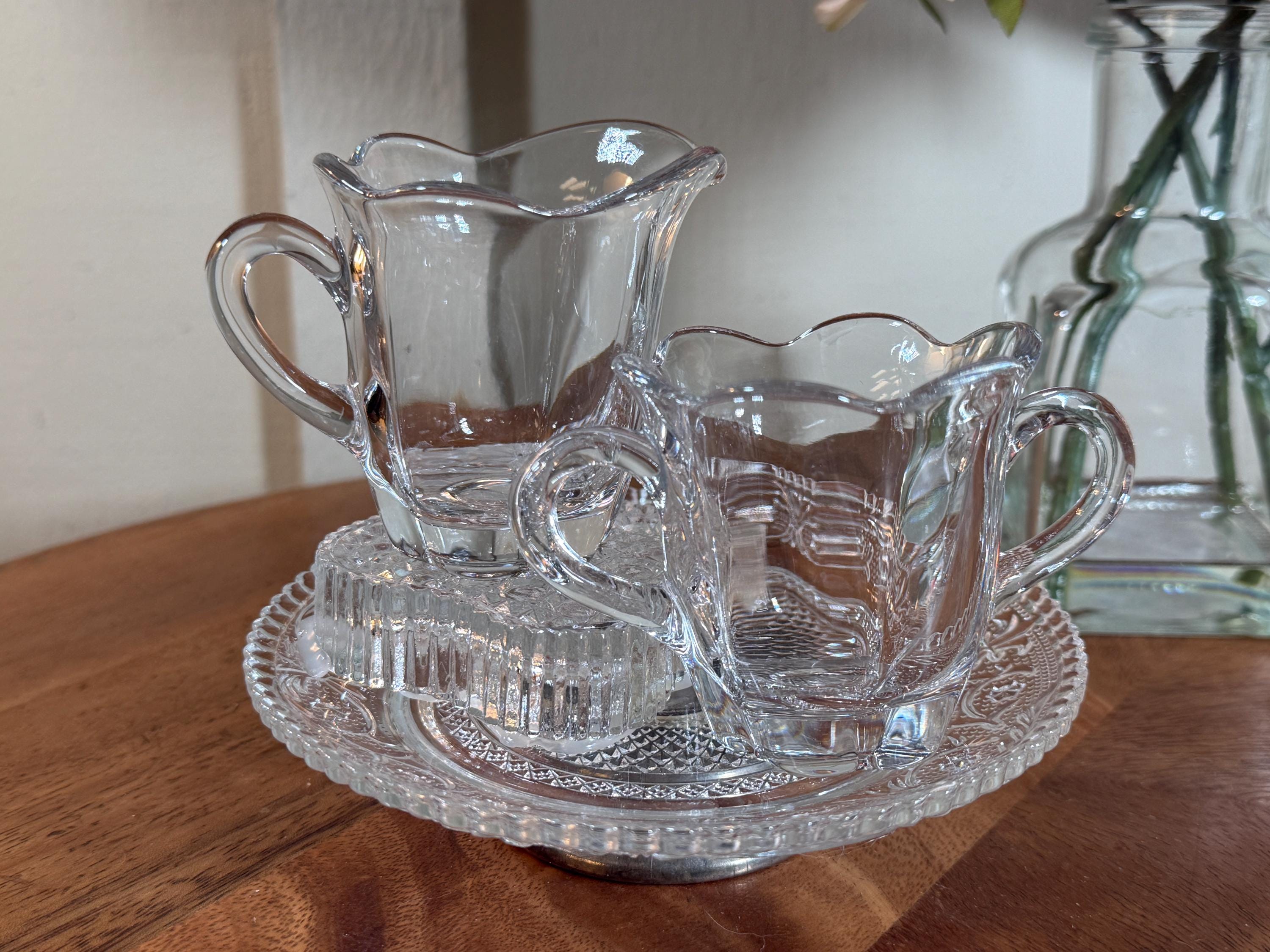 Vintage, Tea and Biscuit, 3 Piece Set, Cream, Sugar and Pedestal