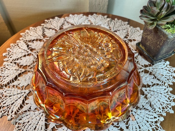 Vintage, Fenton, “grapes, Grape Vine” Marigold, Iridescent