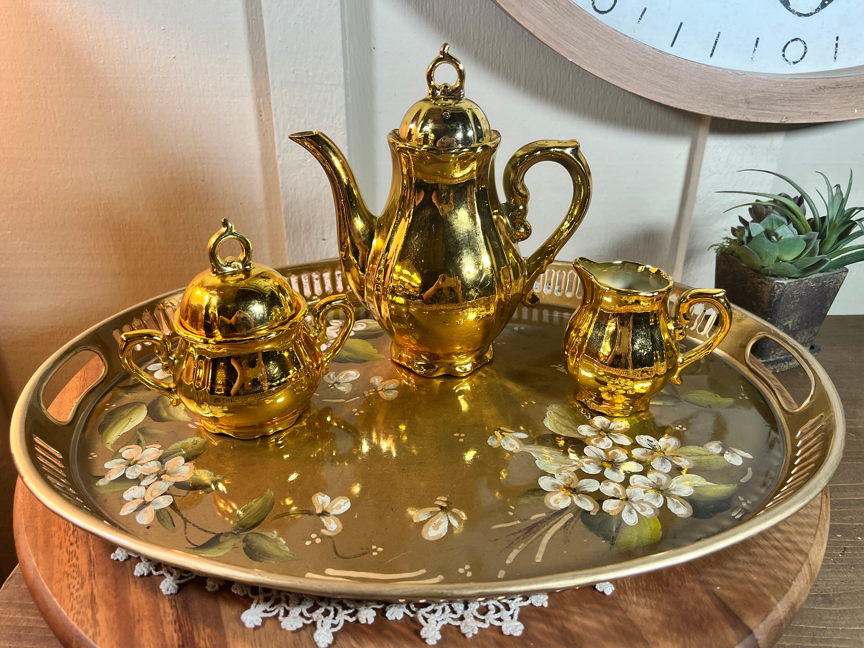 Vintage Porcelain Gold Musical Tea Set Japan RARE 19 Etsy