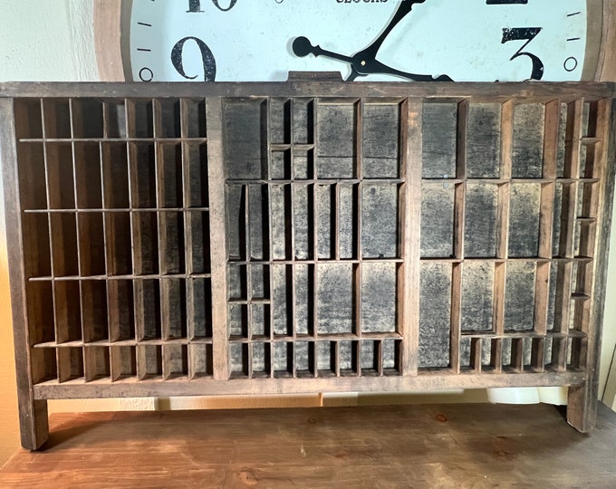 Antique, LARGE, Wood Printers Box, Type Set Drawer, Tray, Shadow Box
