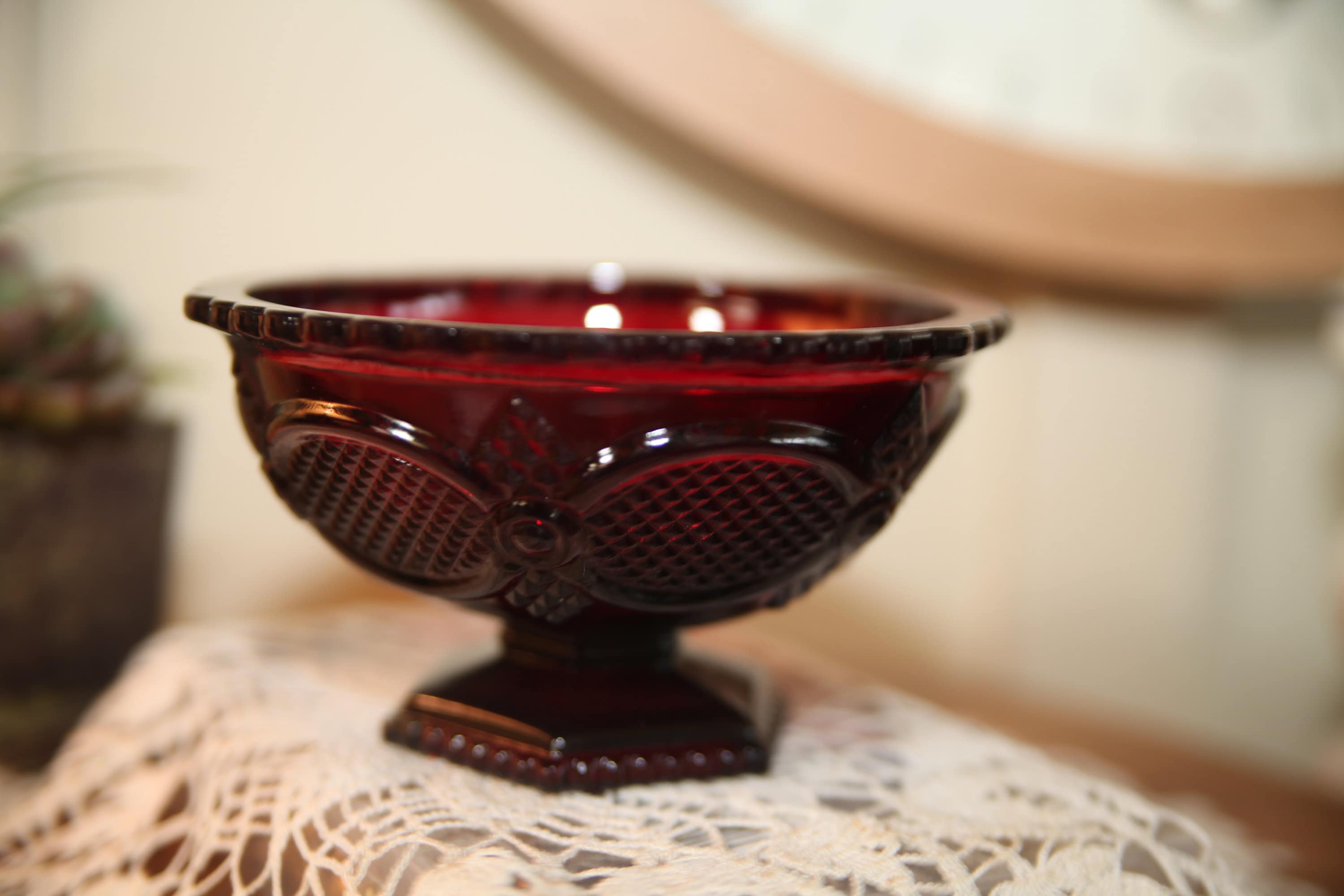 Vintage, Avon, Cape Cod Collection, Ruby Red Glass, Candy Dish ...