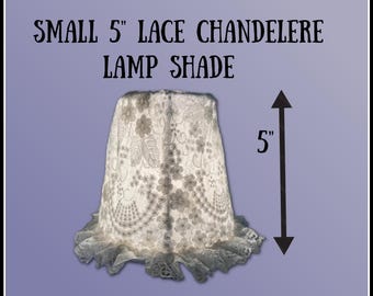 Vintage Style, Lace Chandelier Lamp Shade, French with Ruffle, 5", Miniature, Clip On, Hand Made, *(Shade Only)   MTO