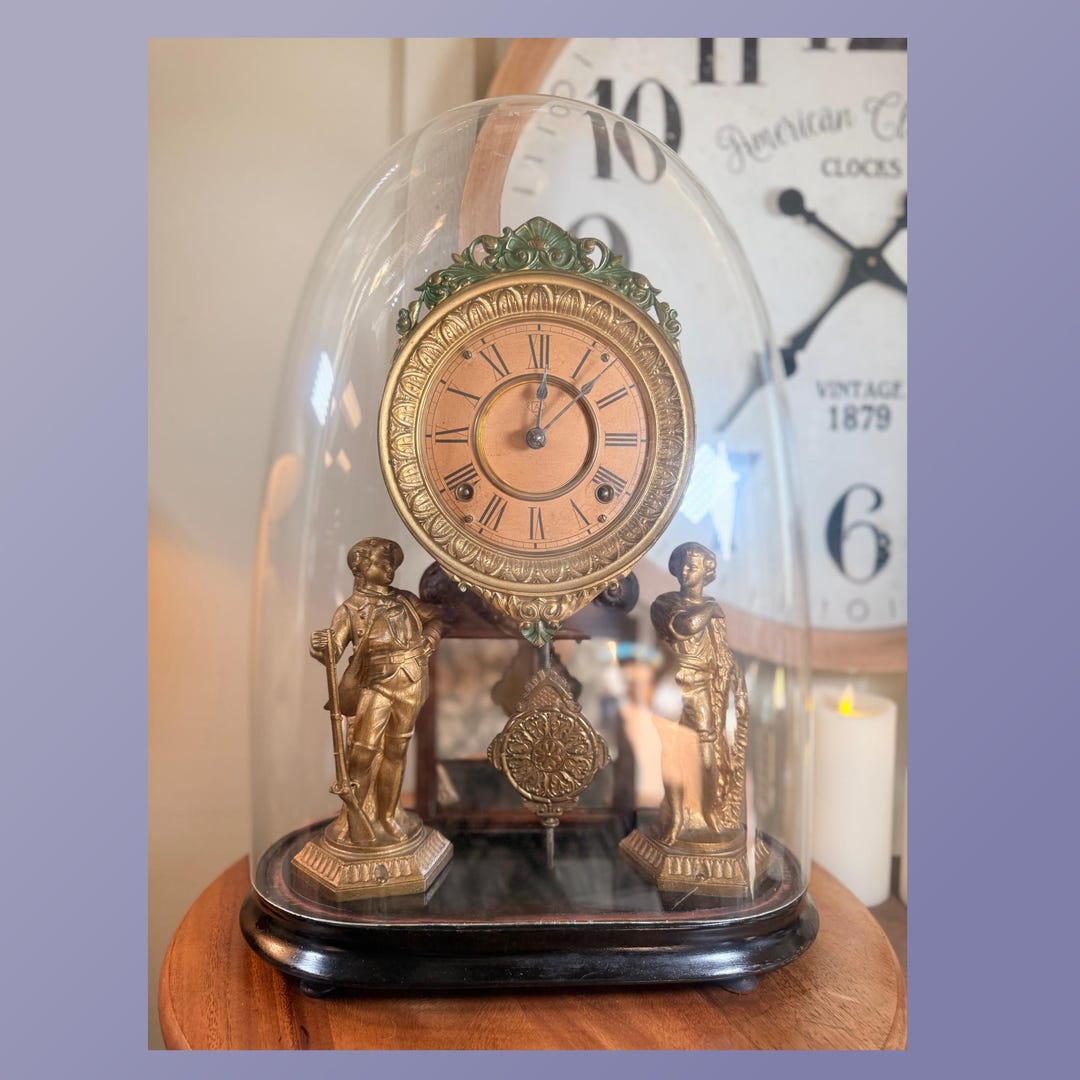Antique, Ansonia, Crystal Palace, Oval Glass Dome, Anniversary