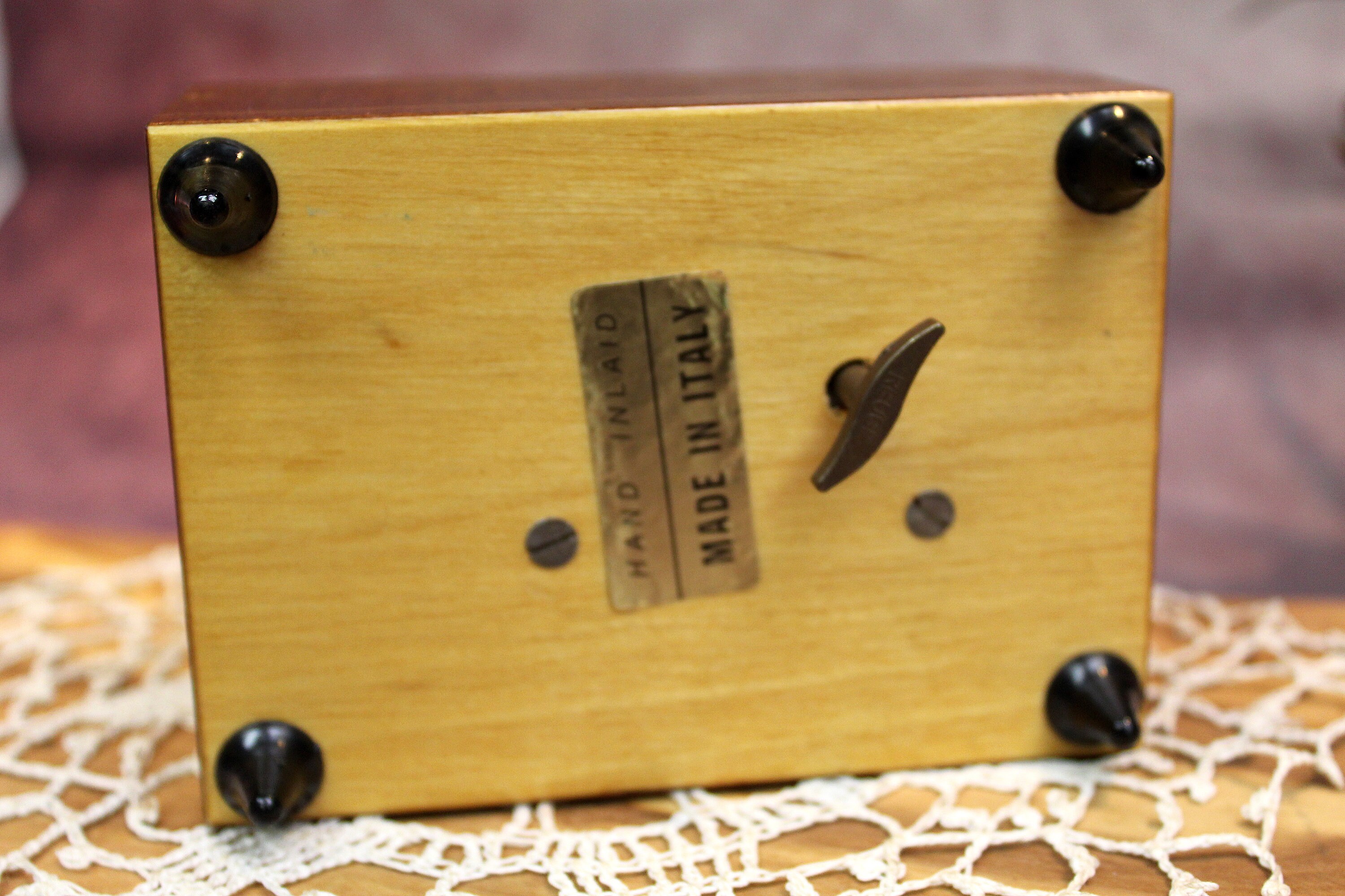 Vintage Inlayed Wood Music Box 4.5' Made in Italy Etsy