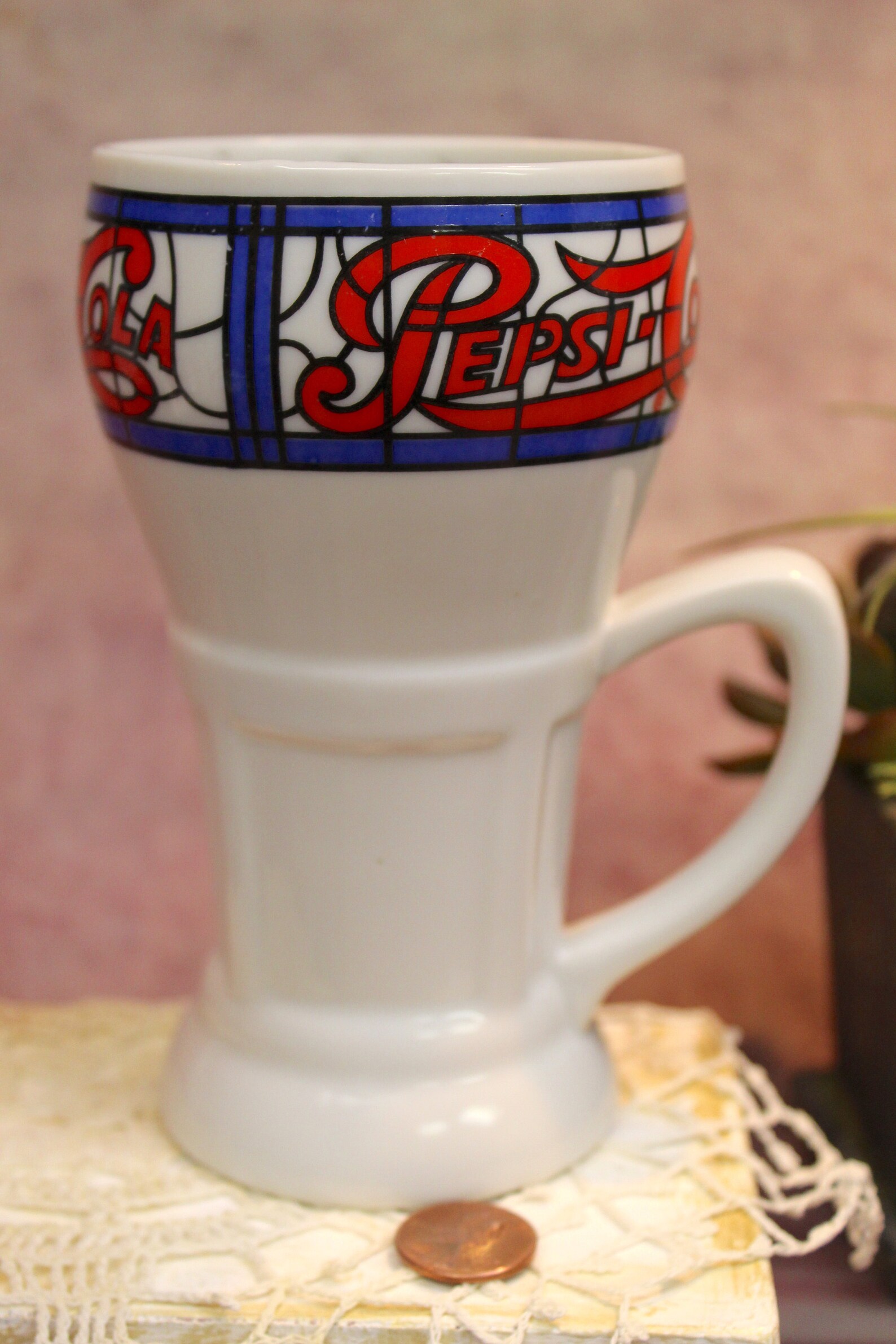 Vintage 3 Pepsi Stained Glass Pattern Drinking Glasses 1 Etsy