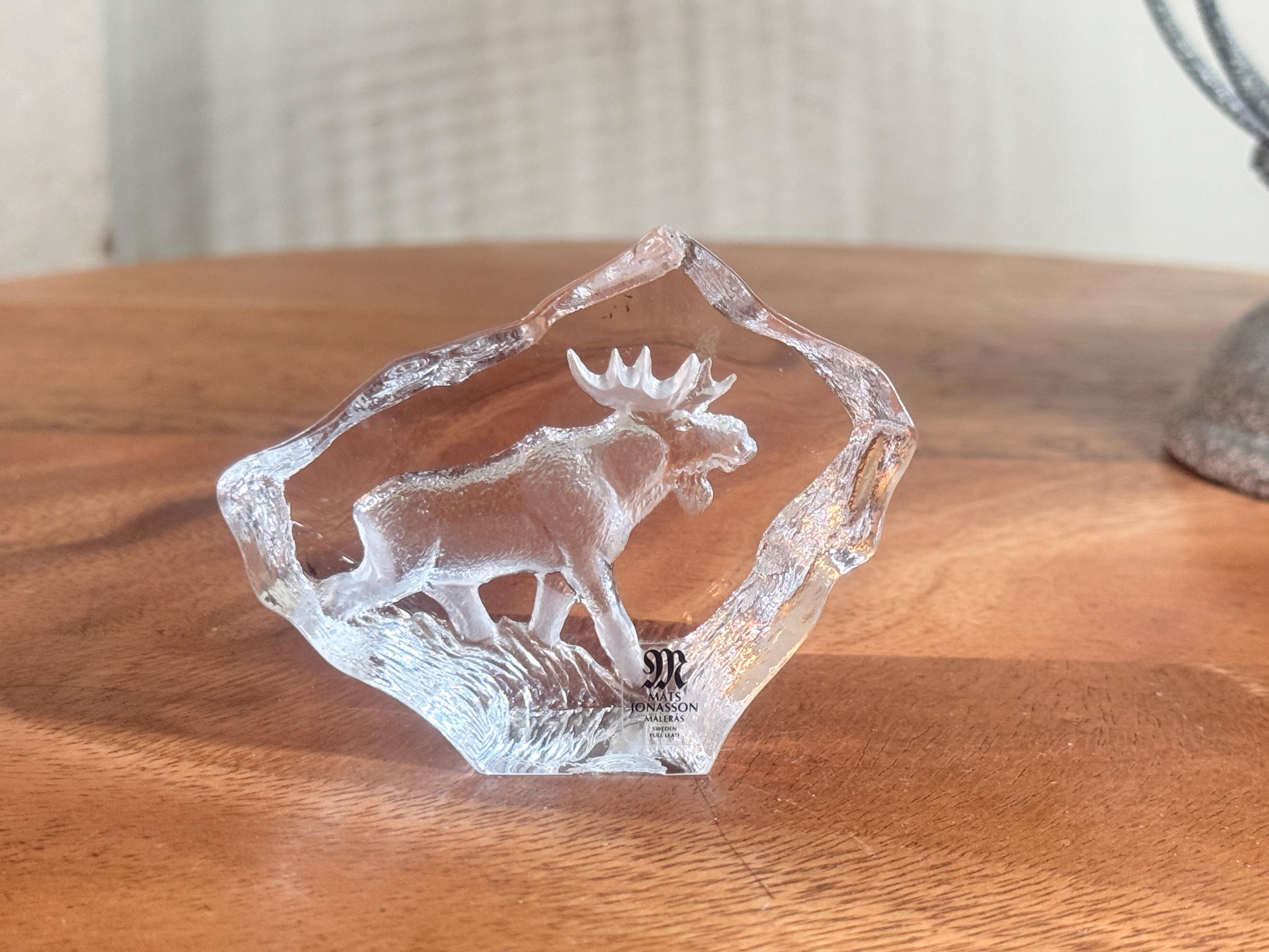 Matt Jonasson, Crystal, Rock, Bull Moose, Signed, Led Crystal