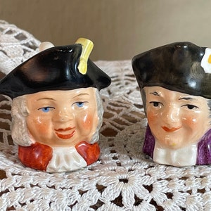 RARE SET, Vintage, Toby Mug, 2 Piece Set, Miniature Toby, Soldier, Gentleman, 1.5&quot;  B24-4-24  (#25)