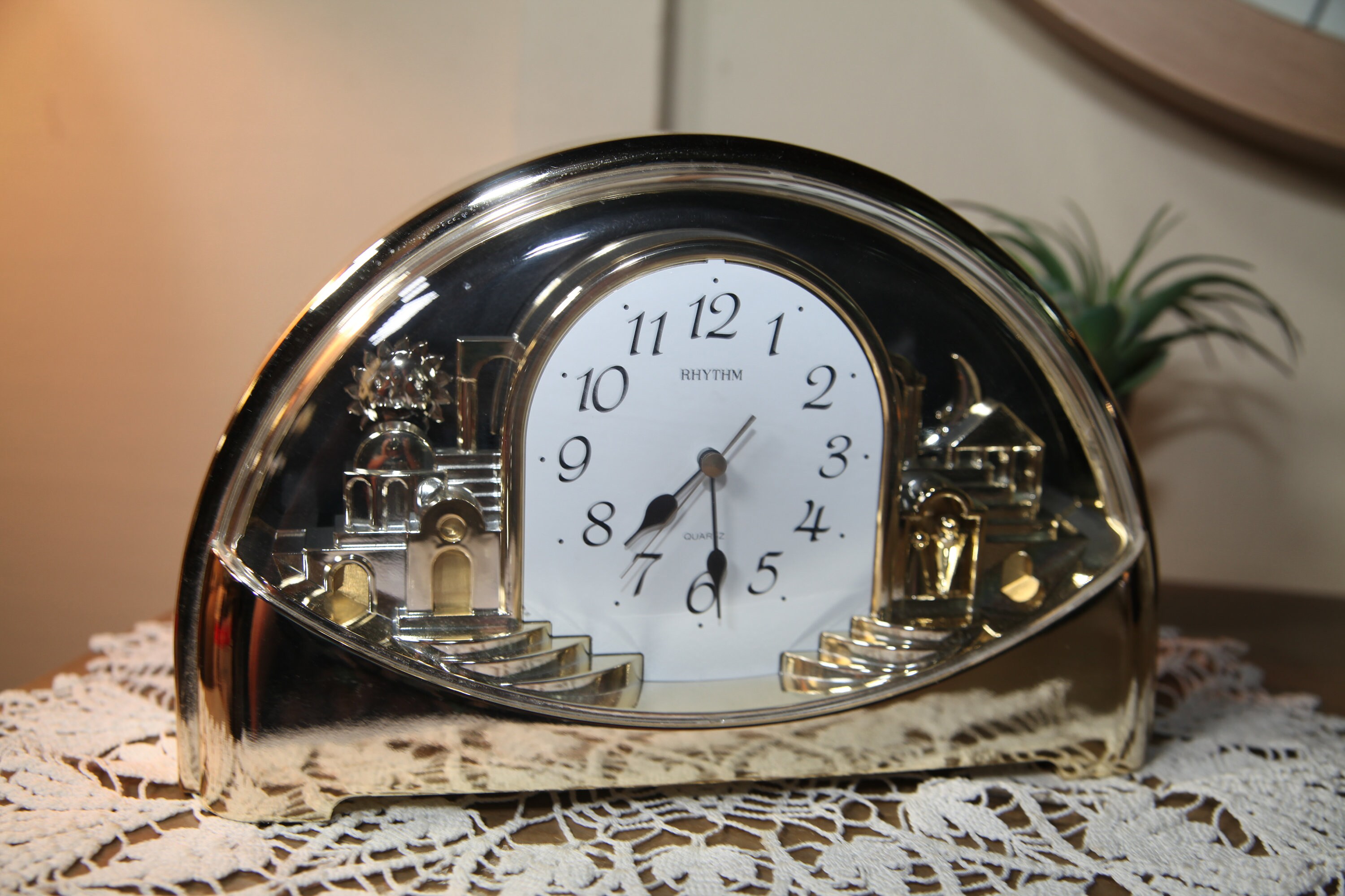 Vintage Gold Rhythm Table Clock City With Moving Sun & Moon Etsy UK