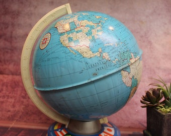 Vintage Tin World Globe Ohio Art Company 12
