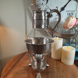 Vintage, Pewter, F.B. Rogers, Carafe Coffee/Tea Pot, Warmer, Server, Carafe, 15 inch, 1970's     B109-01-20