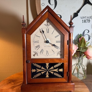 Seth Thomas Uhr, Steeple, Regaluhr, Quartz, 14.5&quot;, 1980er Jahre, Vintage WORKS B44-7-12