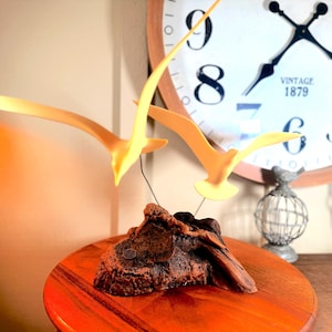 John Perry Studio Art, Burl Wood, Sculpture, 2 Sea Gulls, Large, Vintage, 14&quot;, 1970&#39;s   LR-4-6