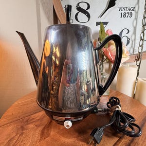 Art Deco, Vintage, Sunbeam, Pot Bellie, Kaffebryggare, Perkolator, Med Mild Stark Inställning, 28 cm, Komplett, 1960-talet B96-7-26 (4)