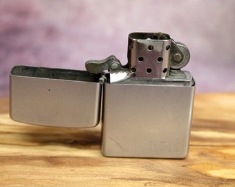 Vintage Zippo Silver Case Lighter, Engraved, 1980's, B73-7