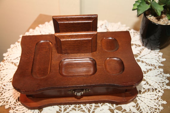 Vintage Wooden 1 Drawer Mens Valet Wallet Dresser… - image 2