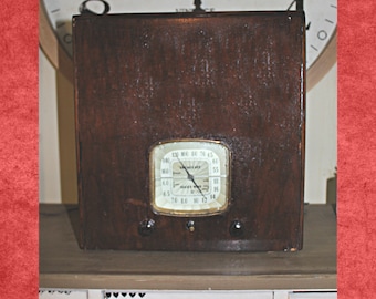 Radio AM de onda corta Art Déco antigua con caja de madera, 13.5_, década de 1930 (n.° 1) KR-7-26