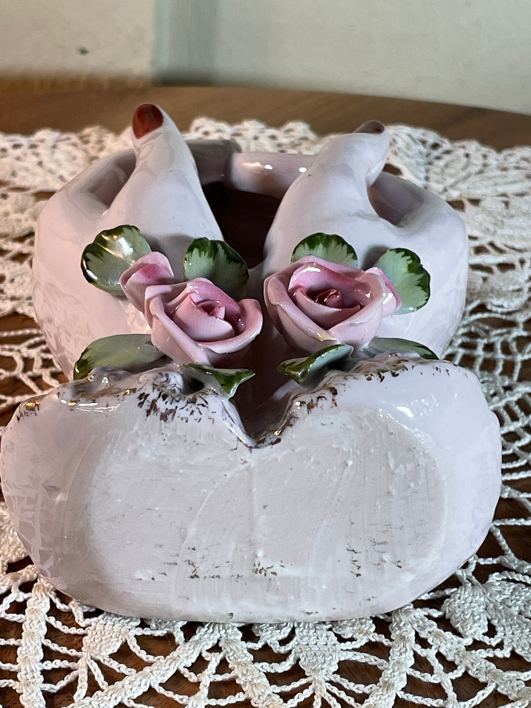 hand Flower 手 花瓶 オブジェ Vintage Hand Painted Porcelain, 6.5