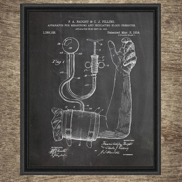 Blood Pressure Apparatus Patent | Medical Equipment Poster | Doctor Wall Art | Blood Pressure Poster Instant Download