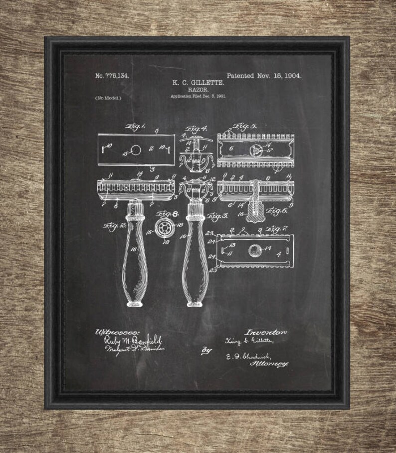 Bathroom Patent Print Set of 4 Razor Patent Illustration | Etsy