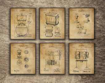 Vintage Kitchen Appliance Patent Set of 6 Prints, Kitchen Patent Printable, Kitchen Wall Decor, Kitchen Set of 6 Designs - INSTANT DOWNLOAD