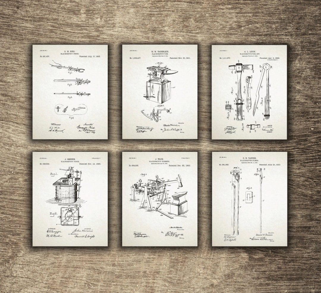 Blacksmith Printable, Blacksmith Set of 6 Prints, Metal Working Print, Blacksmith Decor ...