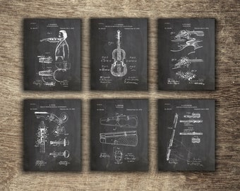 Violin Patent Poster,String Instrument Invention, Violin Poster, Vintage Violin Decor Set of 6 Designs - INSTANT DOWNLOAD -