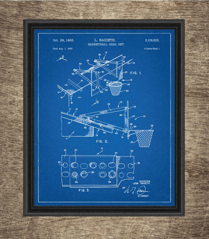 Basketball Blueprint Set of 6 Patents Basketball Printable - Etsy