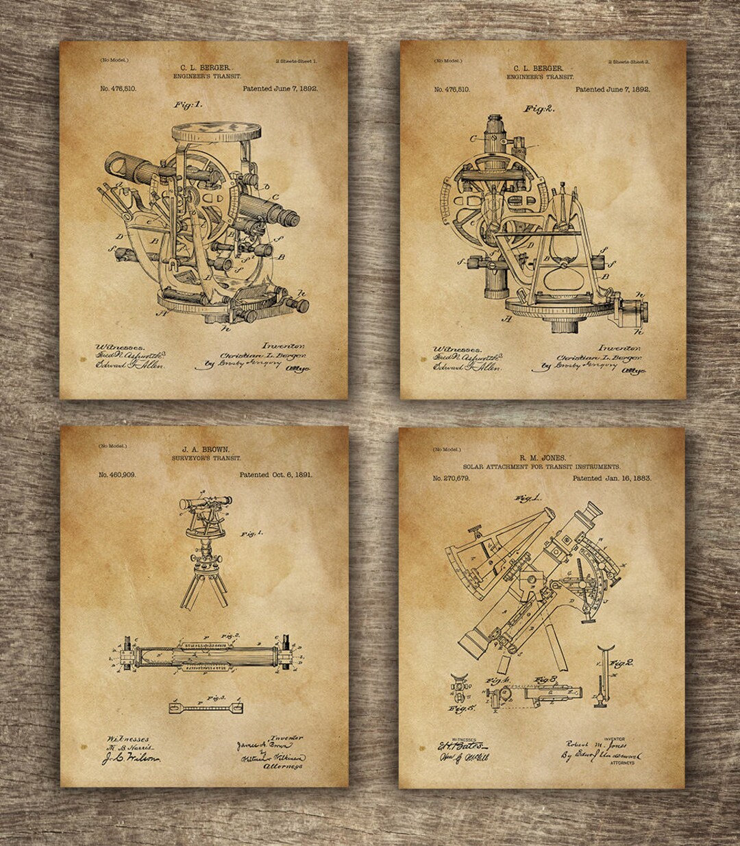 Vintage Surveyors, Transit Poster, Surveyor Gift, Transit Patent
