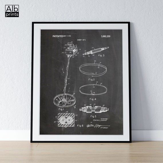 Metal Detector Patent Printable, Treasure Hunter Prints, Coin.