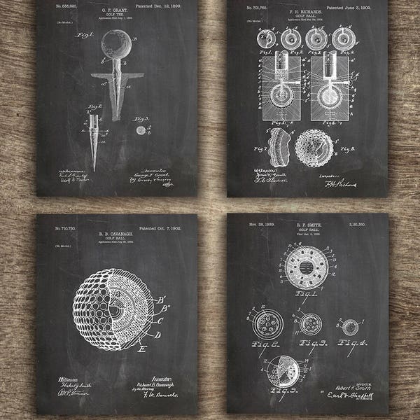 Golf Ball Set of 4 Prints | Golf Ball Prints | Golf Ball Patent | Golf Ball Poster | Golf Ball Printable | Golf Ball Set INSTANT DOWNLOAD