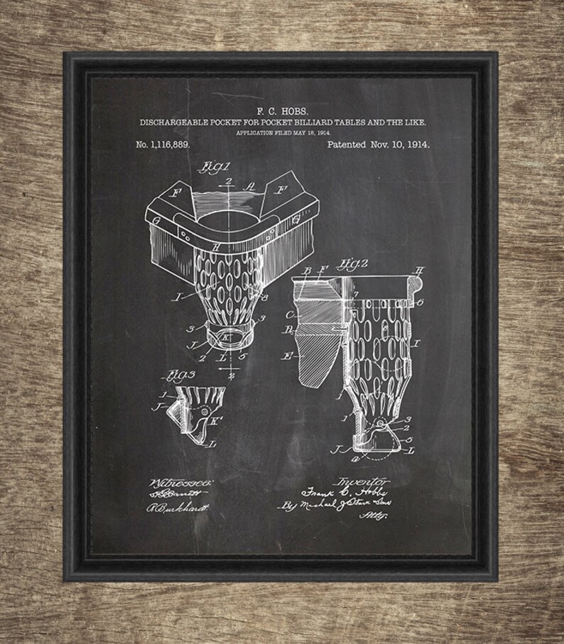 Billiards Patent Set of 6 Prints Billiard Patent Invention Etsy