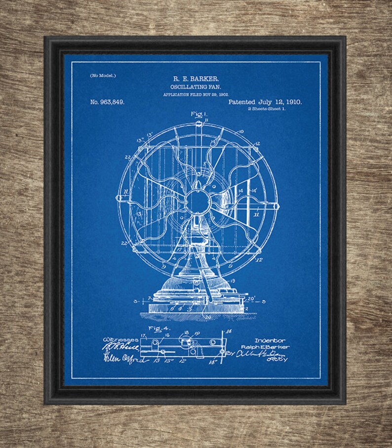 Fan Blueprint Poster Blueprint Wall Decor Blueprint Art Etsy