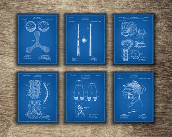 Sports Blueprint Nursery, Sports Wall Blueprint, Sports Blueprint Boys Room, Baseball Decor, Blueprint Set of 6 Designs - INSTANT DOWNLOAD -