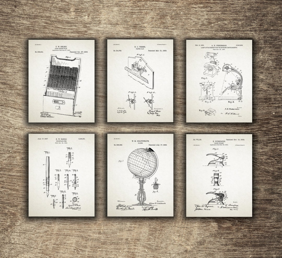 Office Wall Decor,printable Office Decor, Paper Clip Patent, Hand Stamp ...
