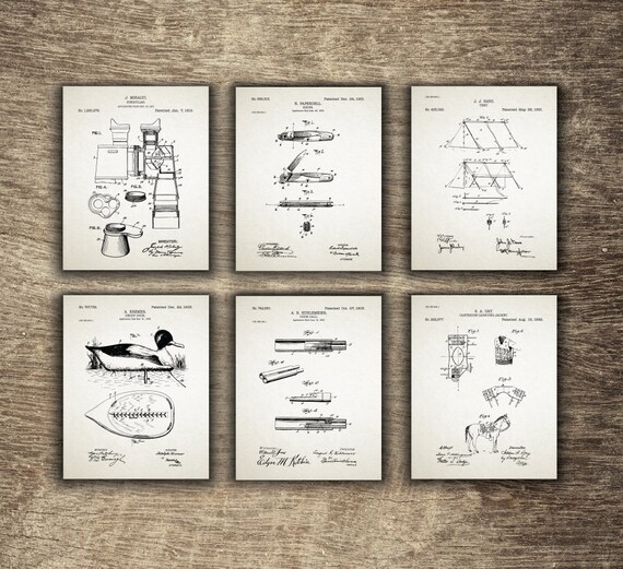Hunting Wall Decor Duck Hunting Decor Duck Call Patent Duck Decoy Poster Hunting Wall Art Hunting Set Of 6 Designs Instant Download