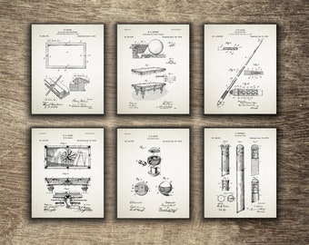 Billard Tisch Wandkunst, Billard Zimmer Dekor, Pool Poster Dekor, Billard Set 6 Printables