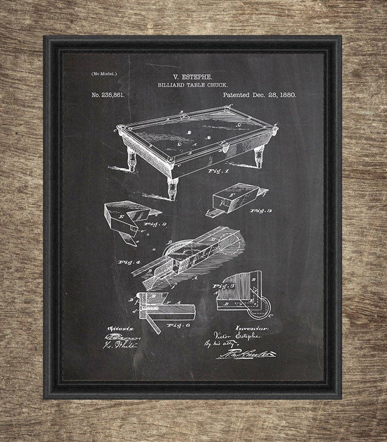 Billiards Patent Set of 6 Prints Billiard Patent Invention Etsy