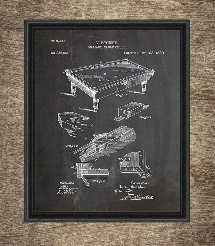 Billiards Patent Set of 6 Prints Billiard Patent Invention Etsy